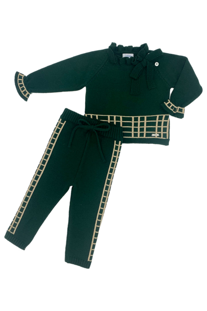 Rahigo "Sienna" Bottle Green & Camel Check Knit Tracksuit | Millie and John