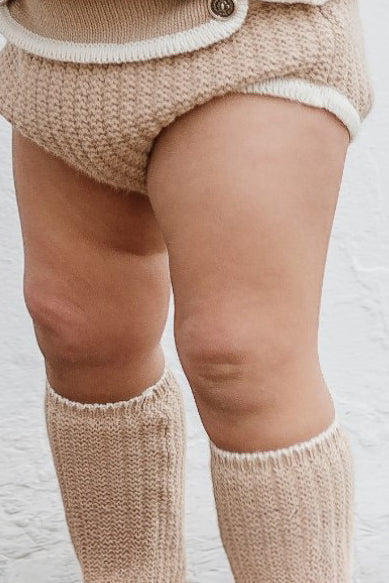 Rahigo Camel & Cream Knit Knee High Socks | Millie and John