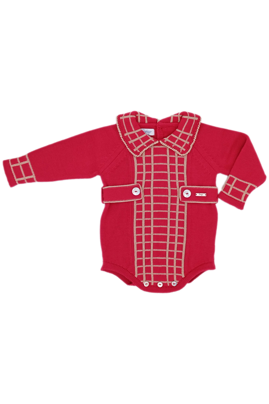 Rahigo "Joss" Red & Camel Check Knit Romper | Millie and John