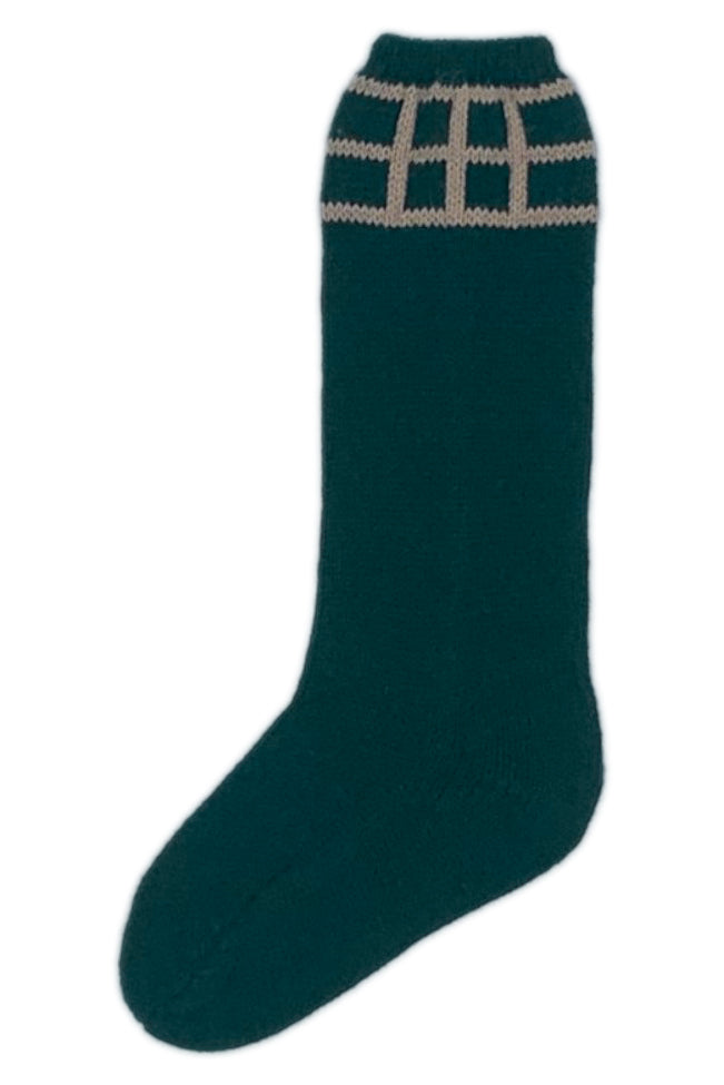 Rahigo Bottle Green & Camel Knit Knee High Socks | Millie and John