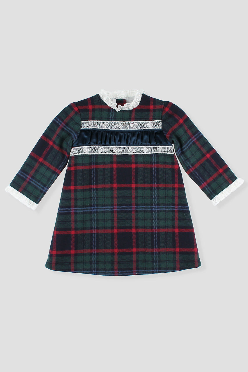 Foque "Malia" Bottle Green Tartan Dress | Millie and John