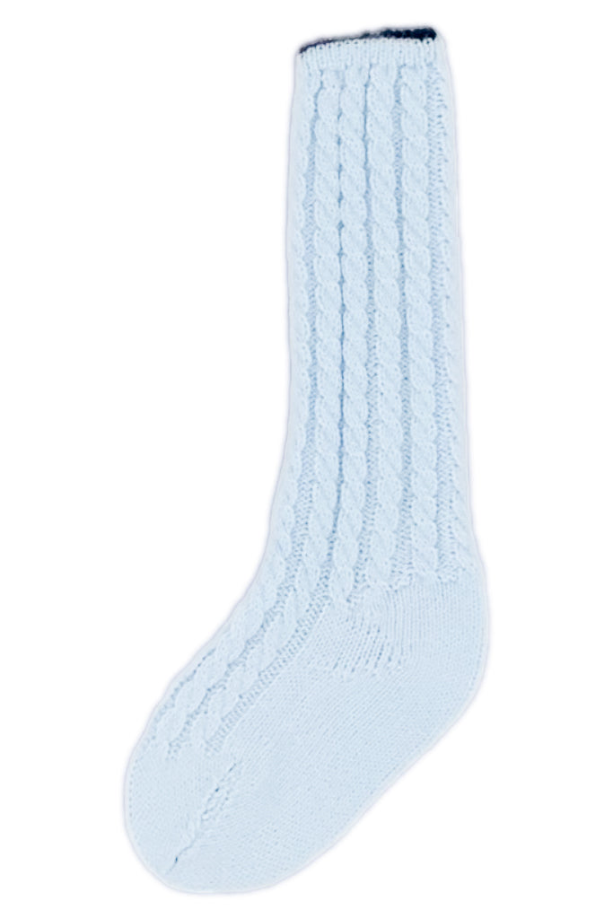 Rahigo Baby Blue & Navy Cable Knit Knee High Socks | Millie and John