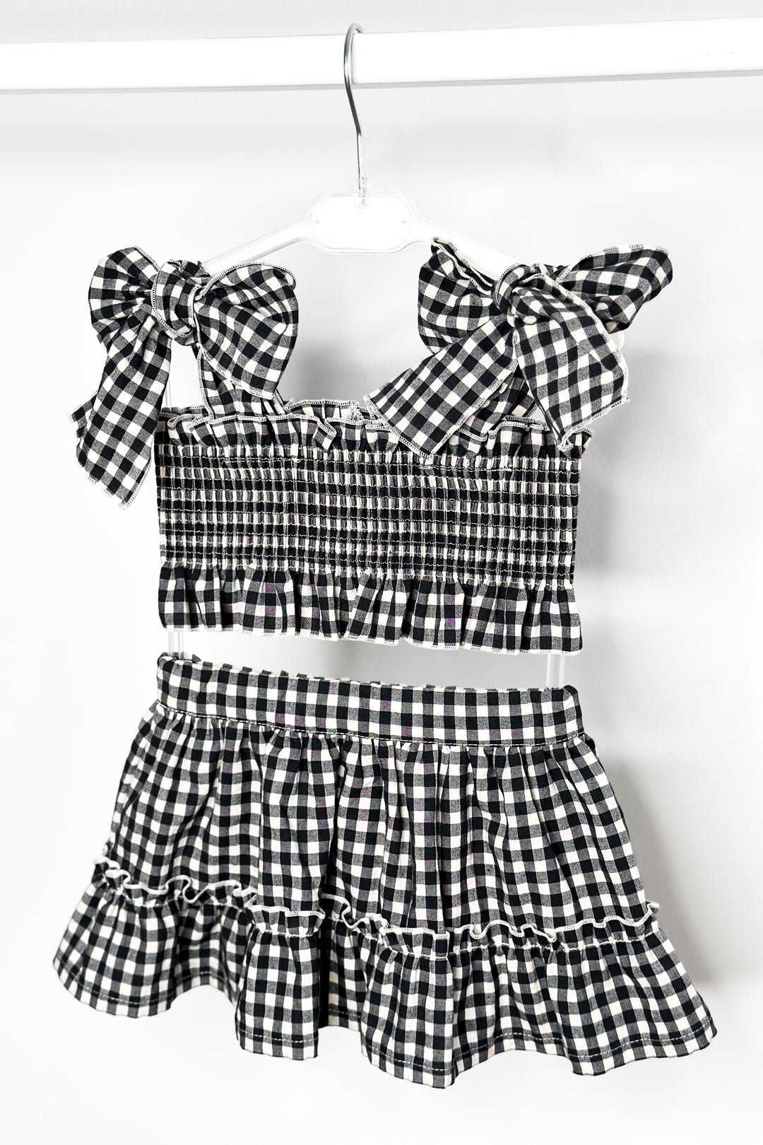 Phi "Callie" Black Gingham Dot Crop Top & Skirt | Millie and John