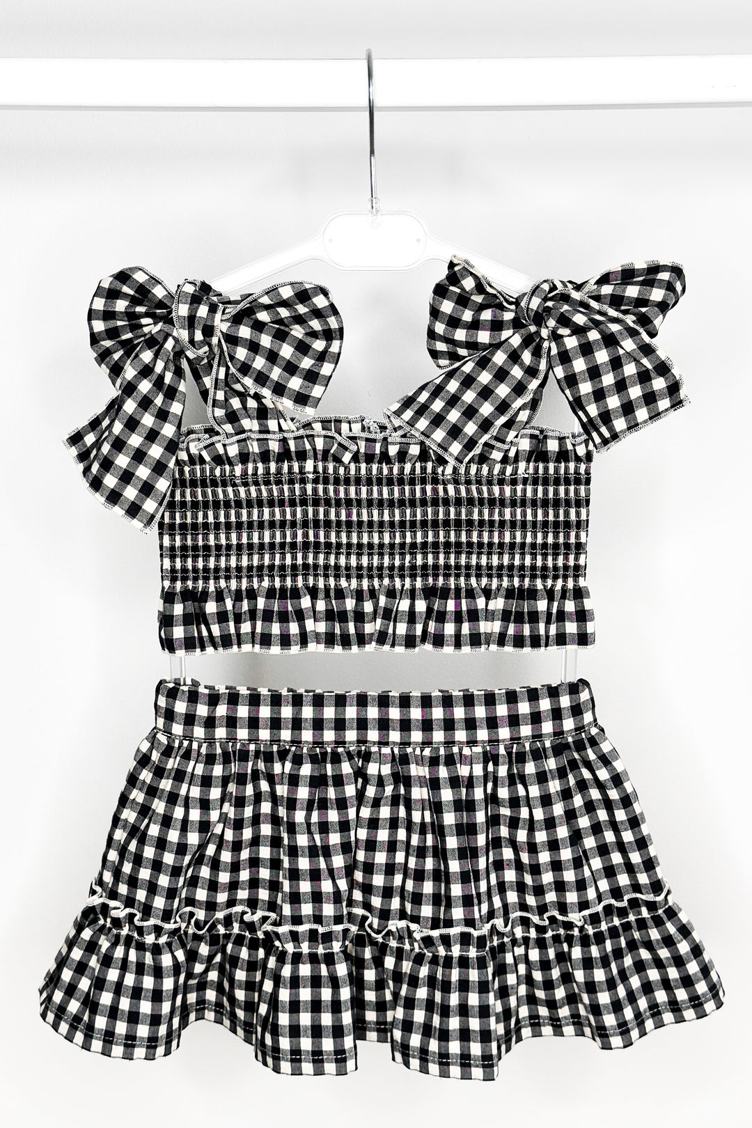 Phi "Callie" Black Gingham Dot Crop Top & Skirt | Millie and John