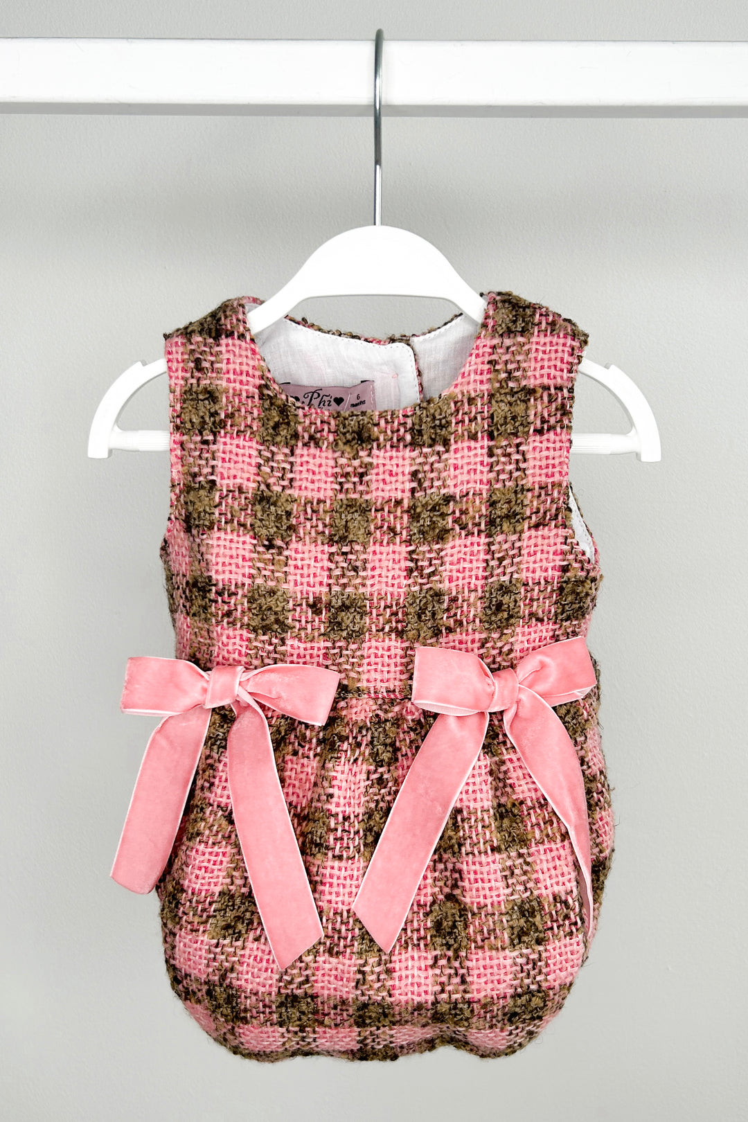 Phi "Thalia" Pink & Beige Tweed Romper | Millie and John