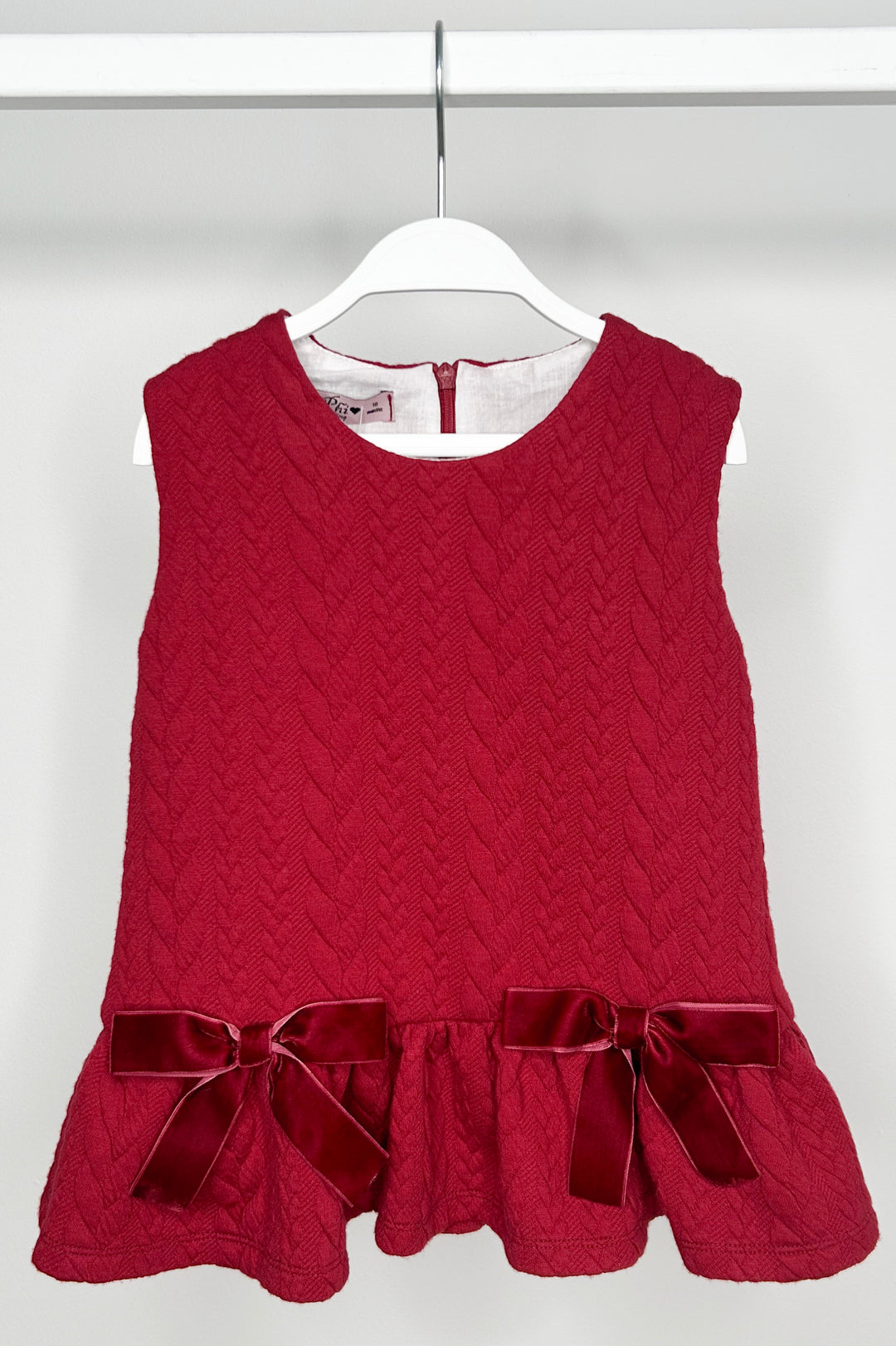 Phi "Priscilla" Red Cable Knit Drop Waist Dress | Millie and John