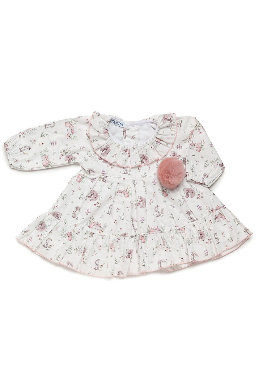 Juliana "Estie" Dusky Pink Forest Animals Dress | Millie and John