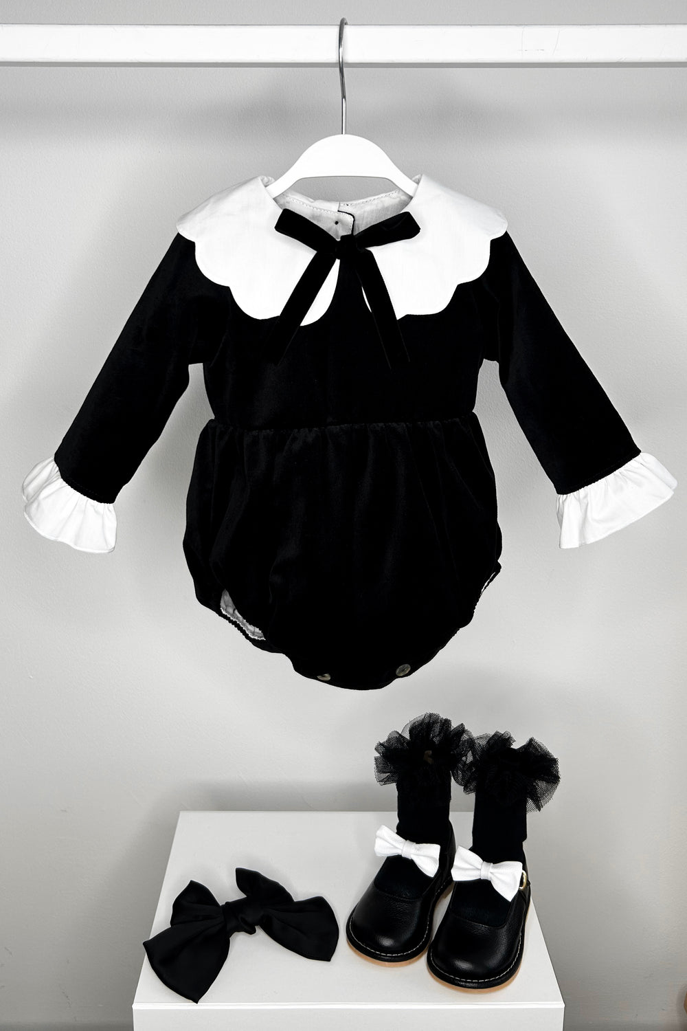 Phi "Esmerelda" Black Velvet Romper | Millie and John