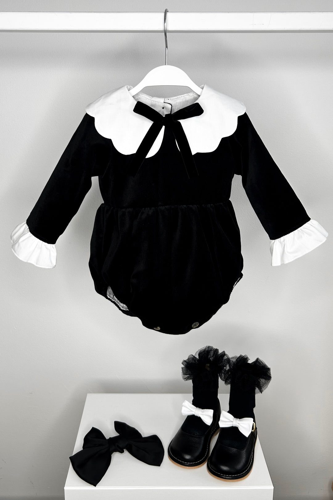 Phi "Esmerelda" Black Velvet Romper | Millie and John
