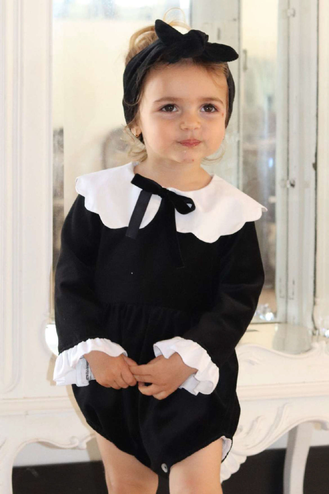 Phi "Esmerelda" Black Velvet Romper | Millie and John