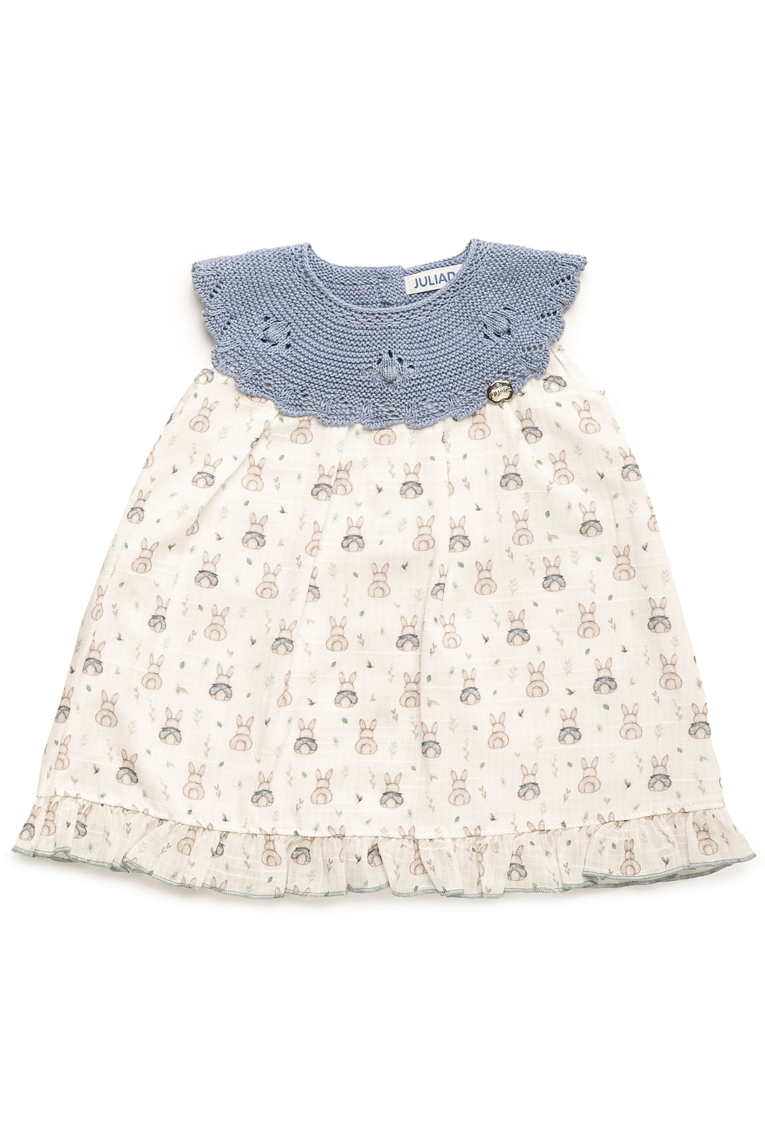 Juliana "Mae" Sky Blue Half Knit Bunny Dress | Millie and John