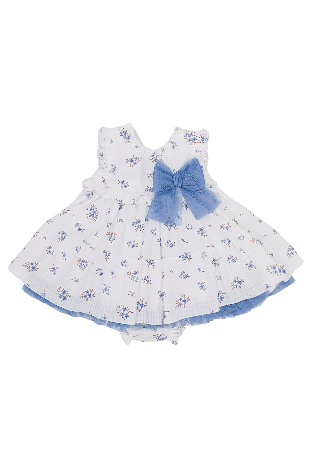 "Sophie" Sky Blue Floral Dress & Bloomers