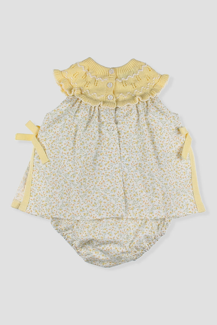 Foque "Tahlia" Lemon Half Knit Floral Dress & Bloomers | Millie and John