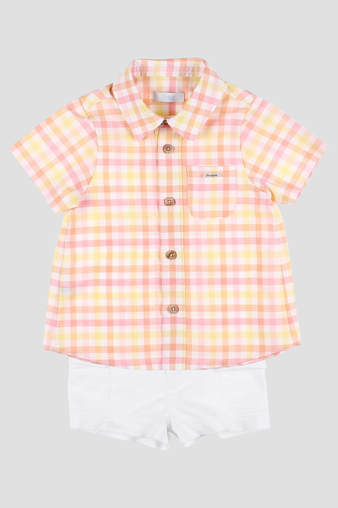 Foque "Orion" Orange, Pink & Lemon Gingham Shirt & Shorts | Millie and John