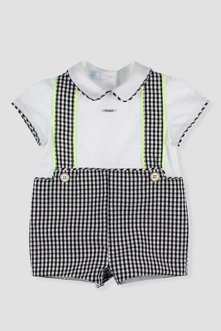 Foque "Nash" Neon Lime & Black Gingham Romper | Millie and John