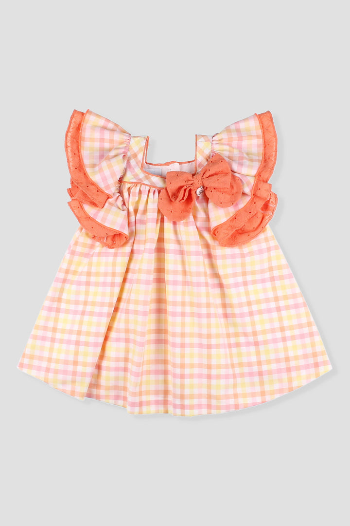Foque "Soleil" Orange, Pink & Lemon Gingham Dress | Millie and John