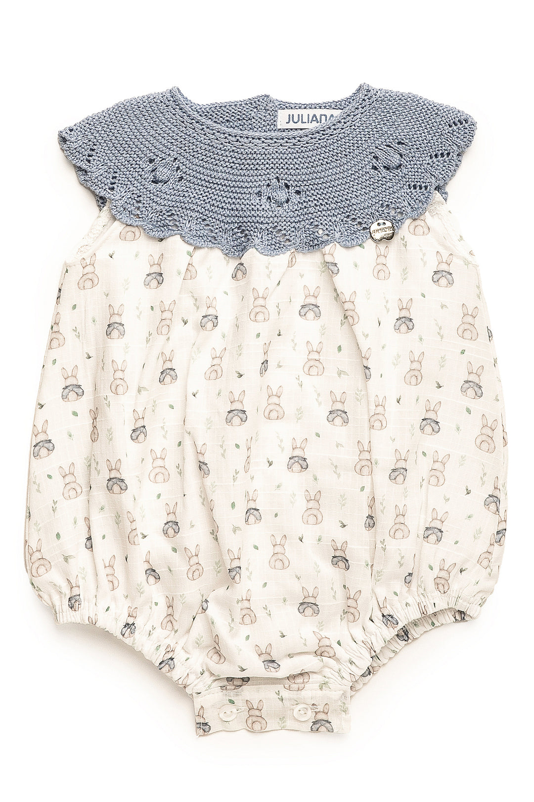 Juliana "Chase" Sky Blue Half Knit Bunny Shortie | Millie and John