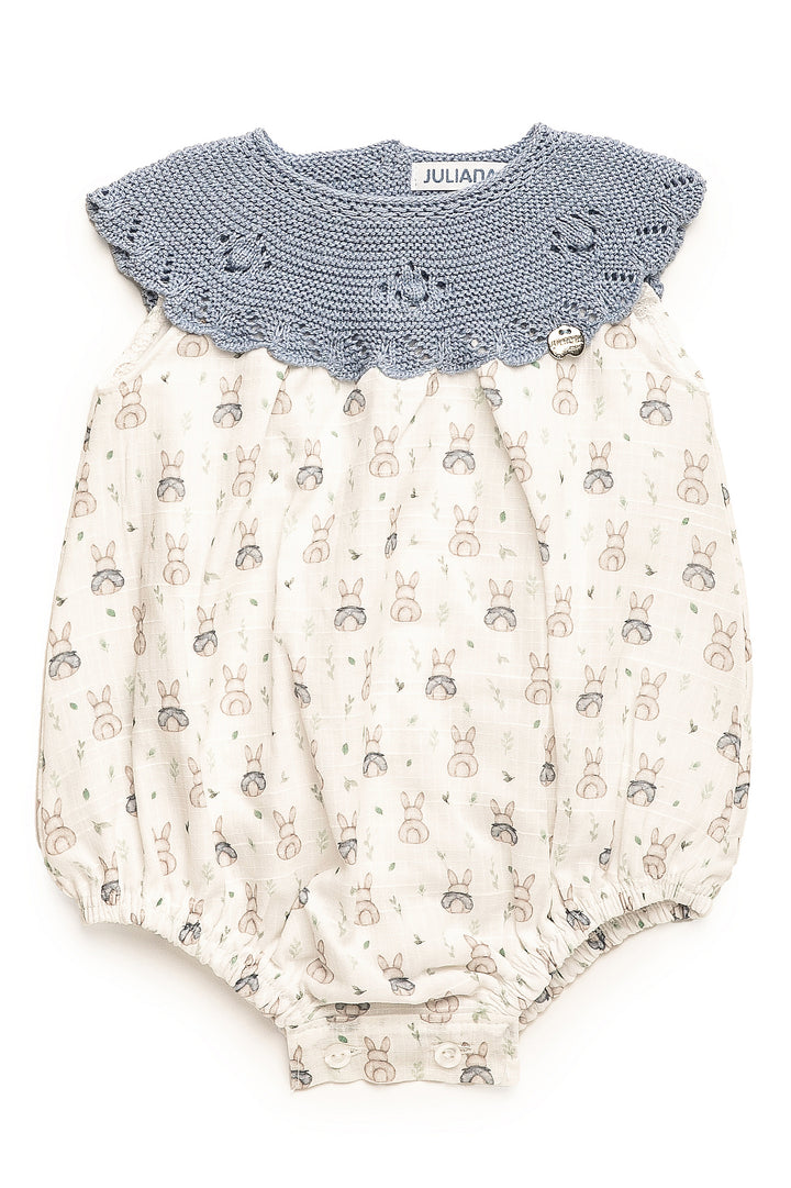 Juliana "Chase" Sky Blue Half Knit Bunny Shortie | Millie and John
