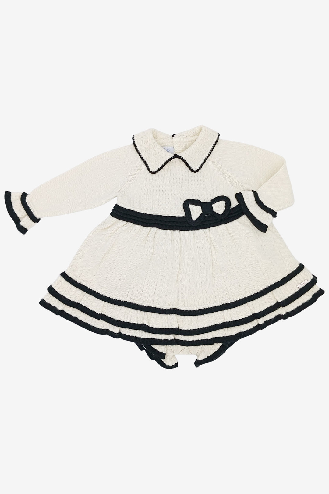 "Amelia" Ivory & Black Knitted Dress & Bloomers