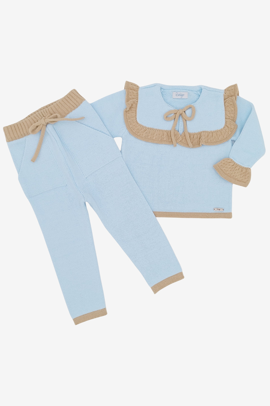 "Florence" Baby Blue & Camel Knitted Tracksuit