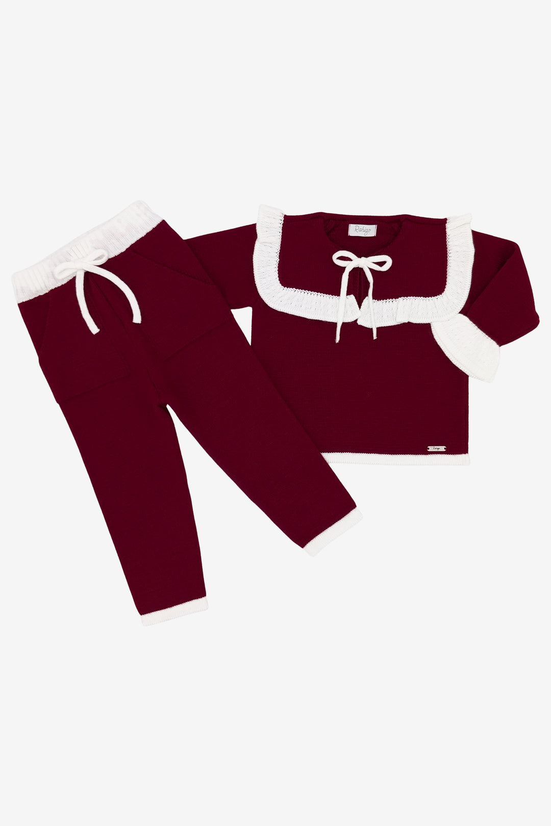 "Florence" Burgundy & White Knitted Tracksuit