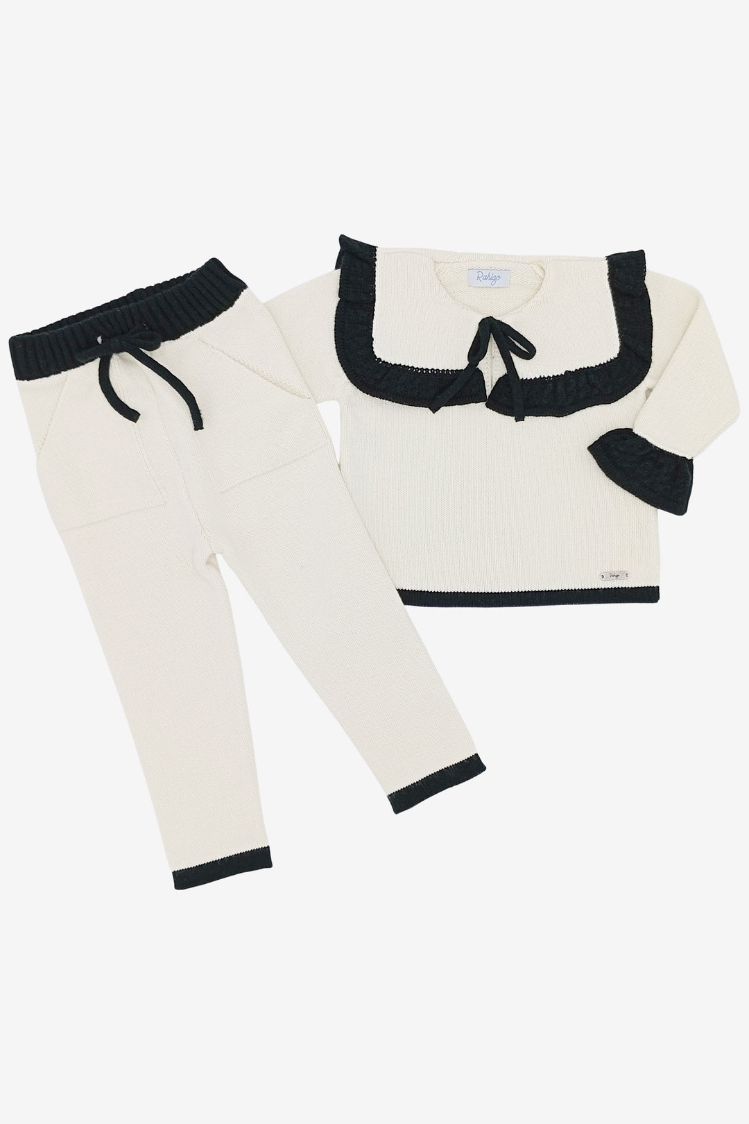"Florence" Ivory & Black Knitted Tracksuit