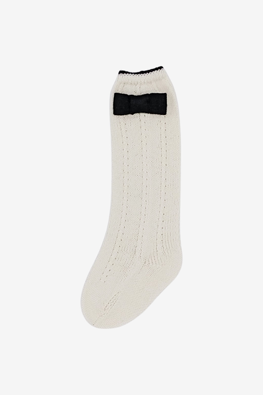 Ivory & Black Knee-High Bow Socks