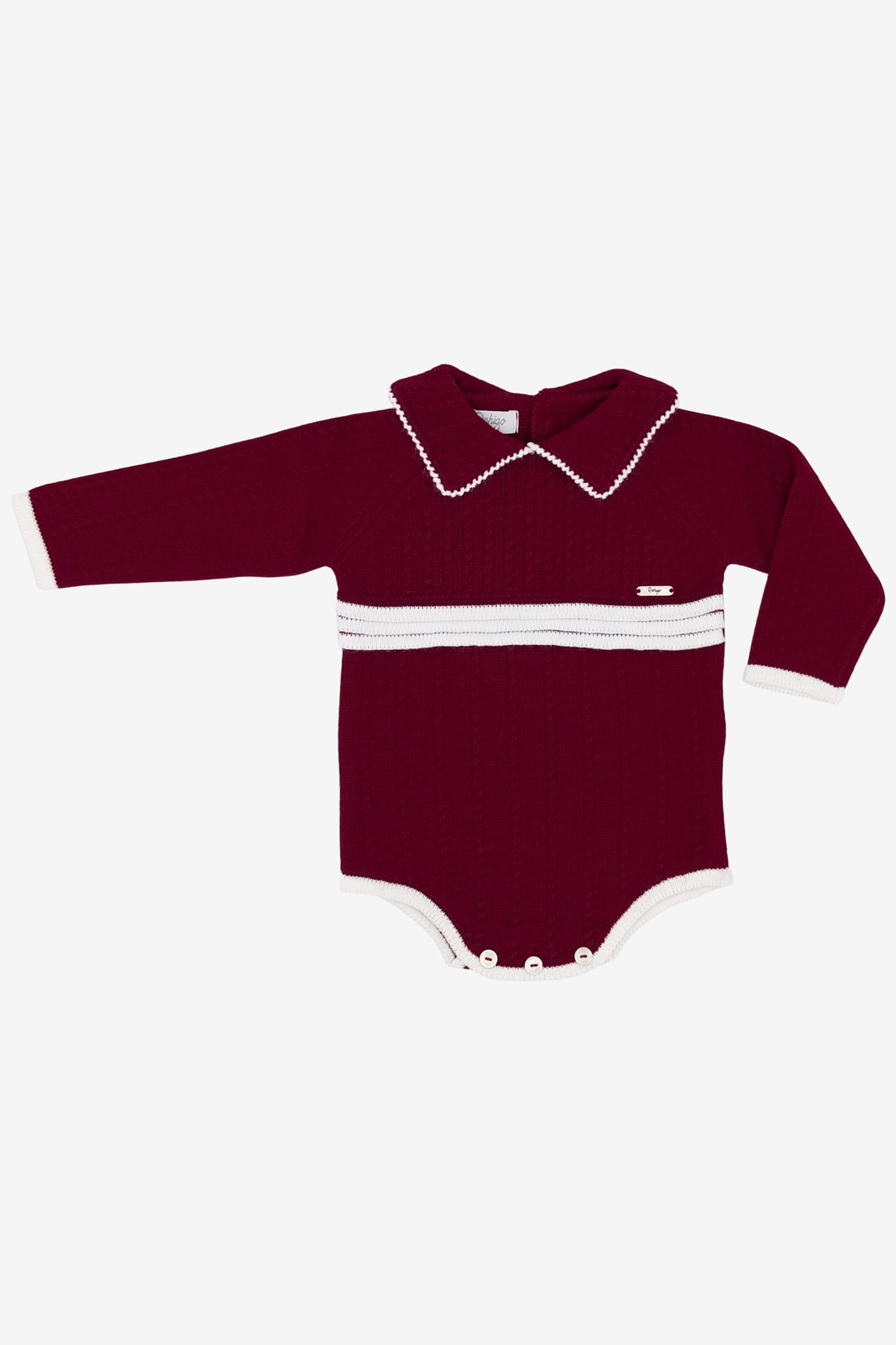 "Oliver" Burgundy & White Knitted Romper