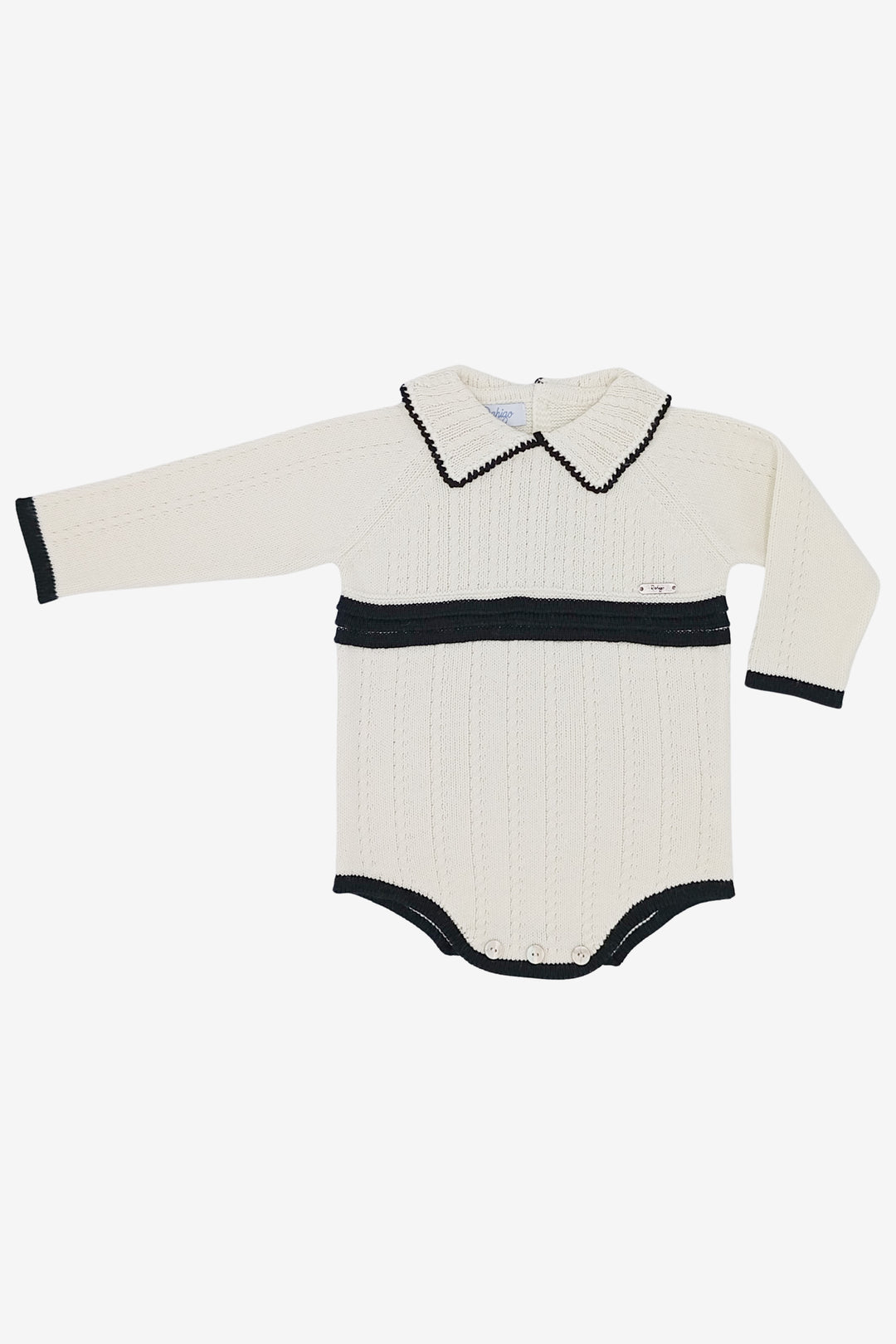 "Oliver" Ivory & Black Knitted Romper