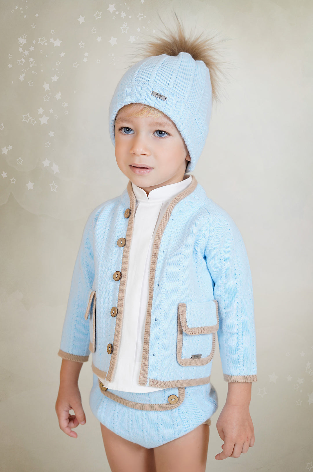 Rahigo "Edward" Baby Blue & Camel Cardigan, Shirt & Jam Pants | Millie and John