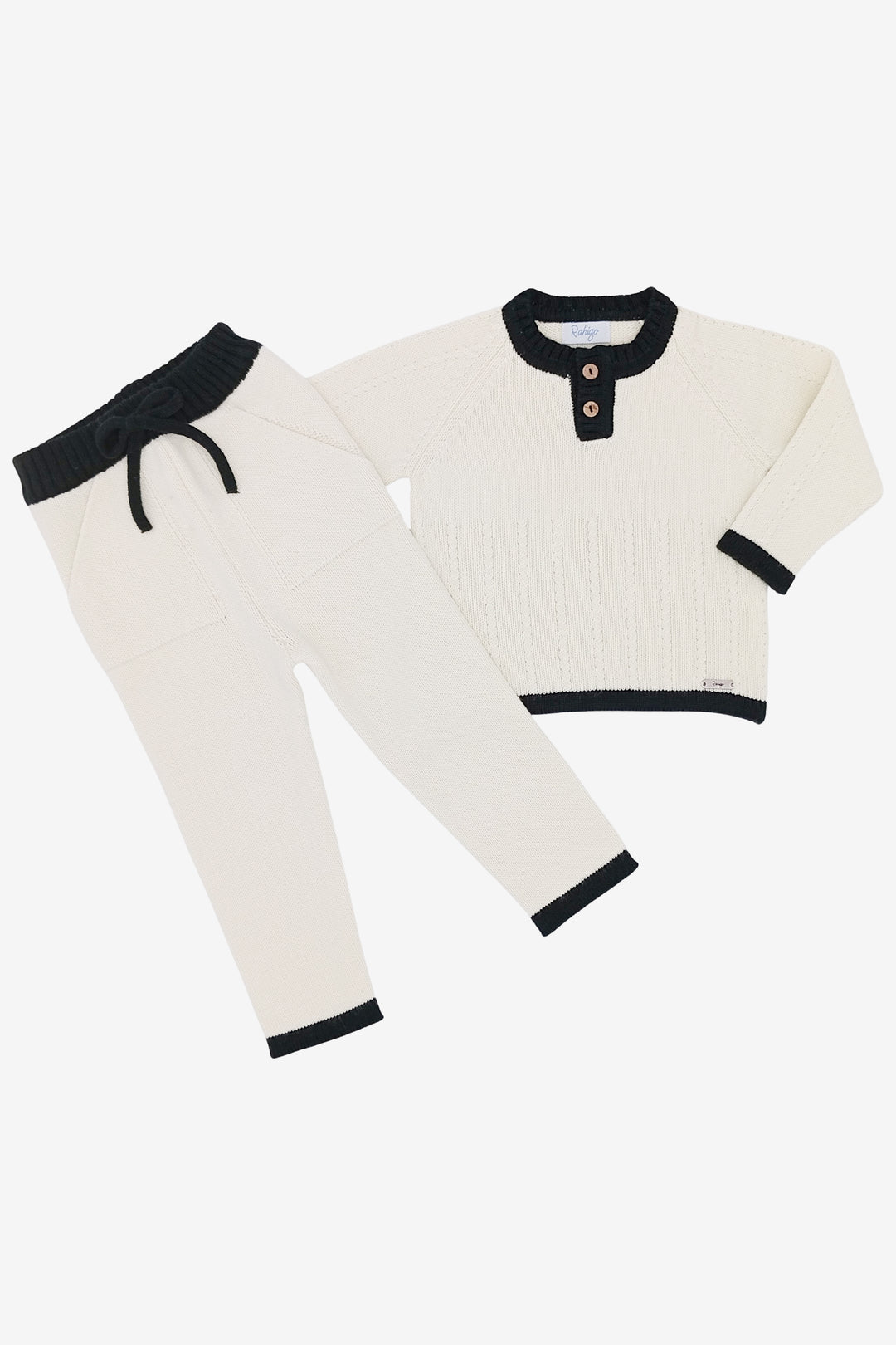 "William" Ivory & Black Knitted Tracksuit