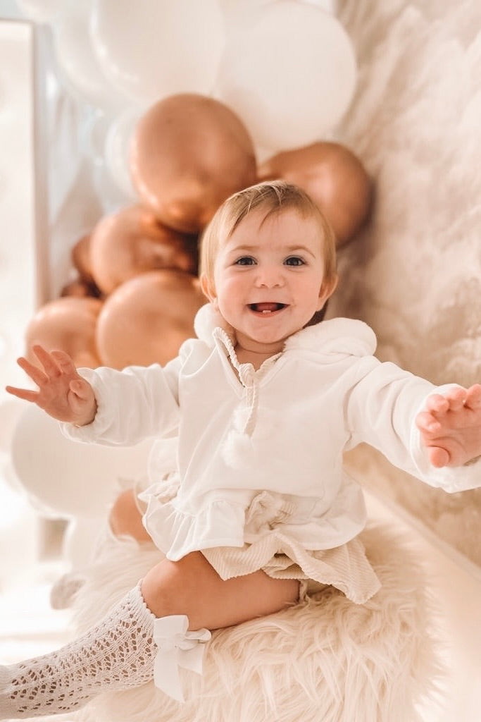 Deolinda "Elinora" Faux Fur Hoodie & Sand Bloomers | Millie and John