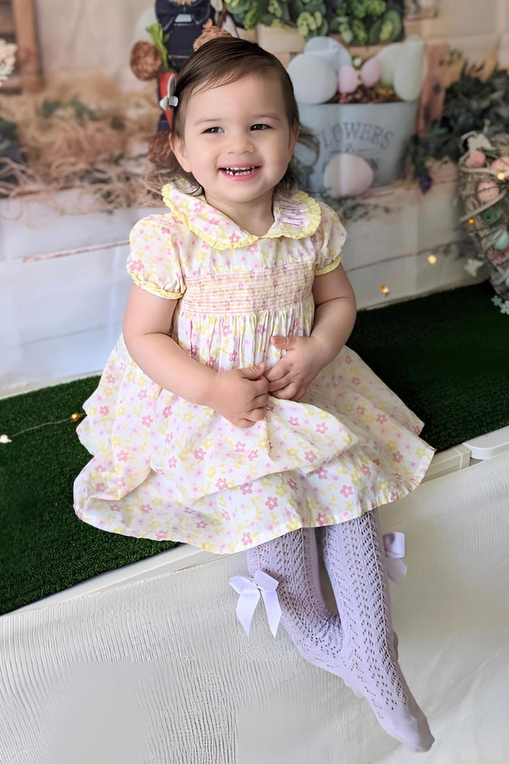 Deolinda "Mirabel" Lemon & Pink Floral Dress | Millie and John