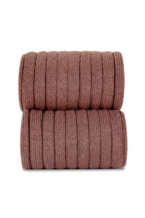 Condor Praline Wide Ribbed Knee High Socks | Millie and John