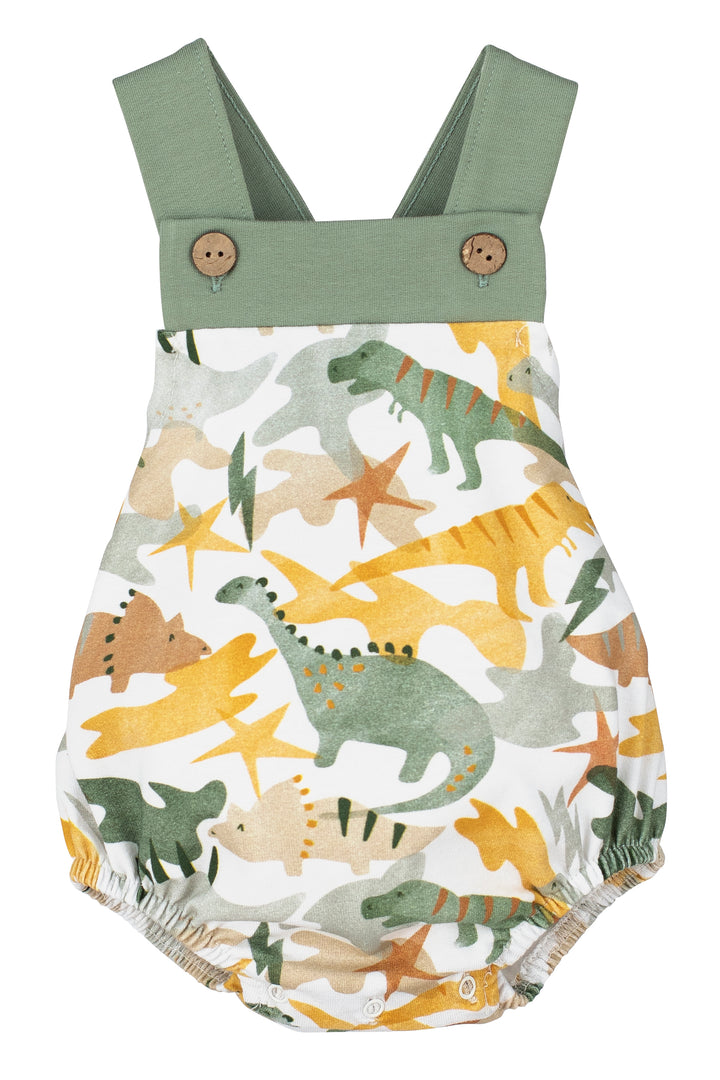 Calamaro PREORDER "Rowan" Dinosaur Print Dungaree Romper | Millie and John