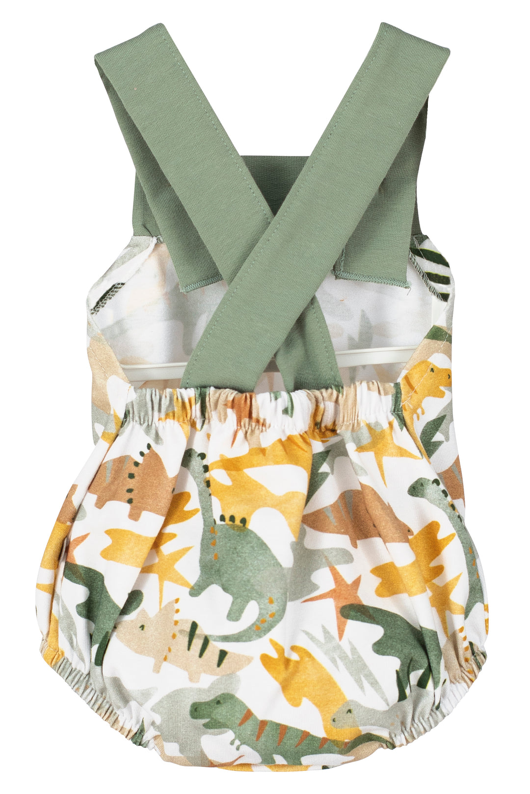 Calamaro PREORDER "Rowan" Dinosaur Print Dungaree Romper | Millie and John