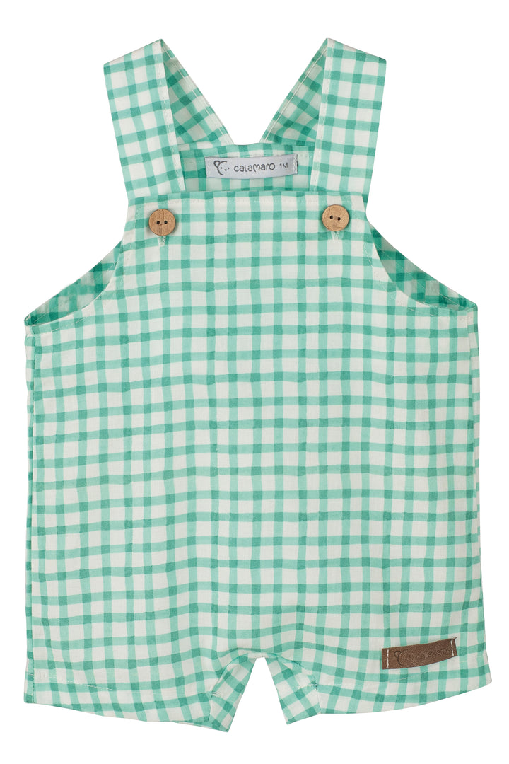 Calamaro PREORDER "Daniel" Emerald Green Gingham Dungarees | Millie and John