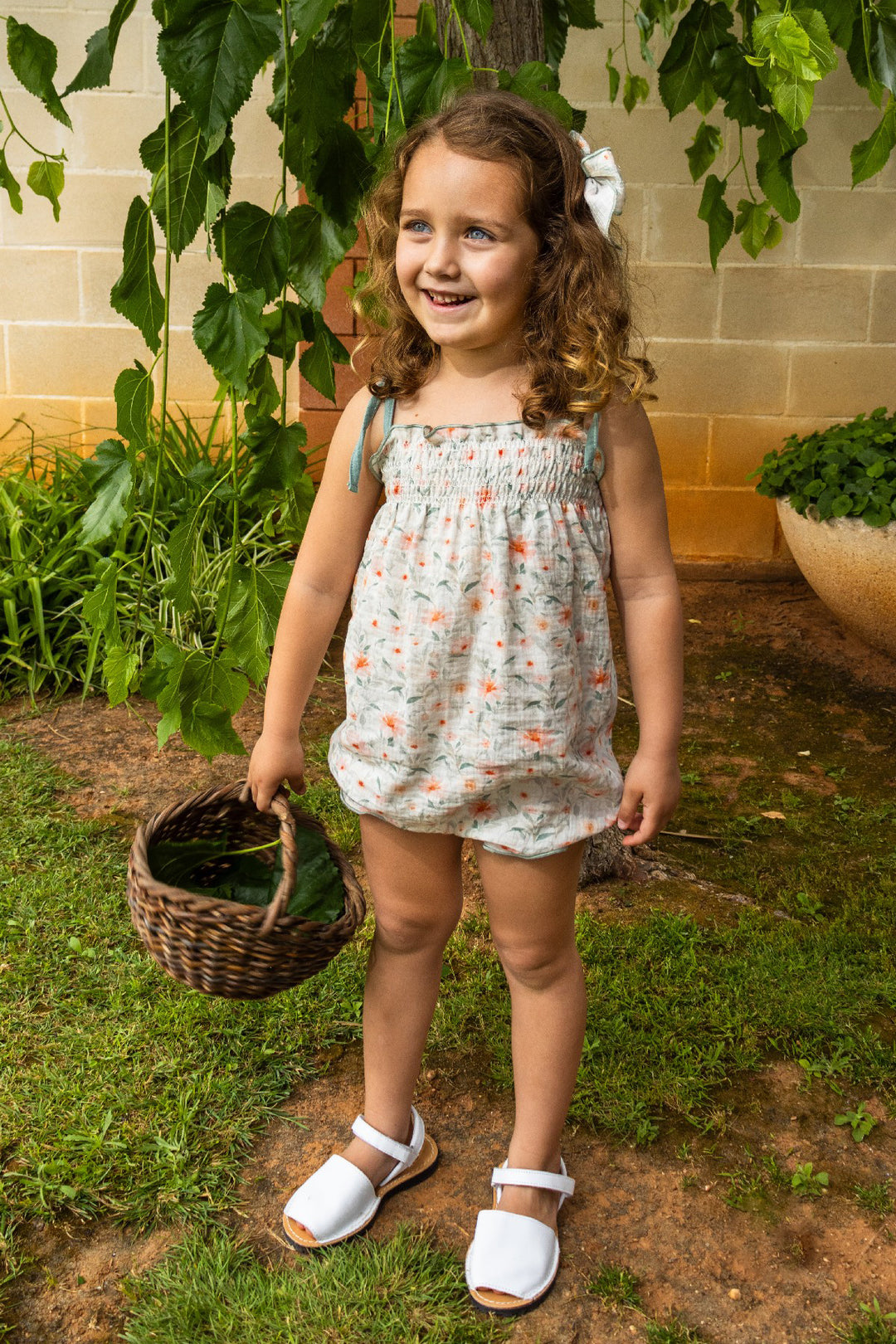 Calamaro "Veda" Sage Green Watercolour Floral Playsuit | Millie and John