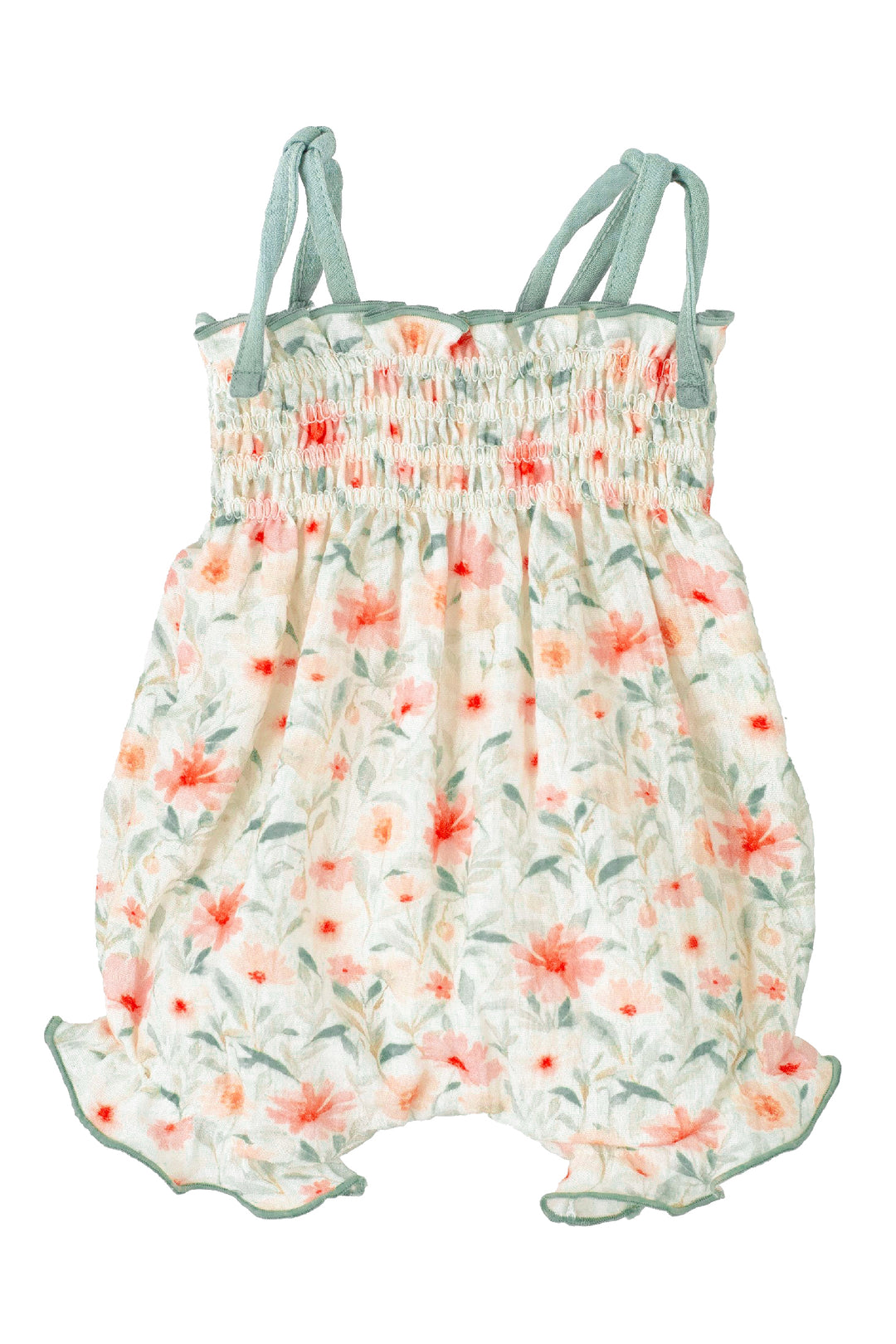 Calamaro "Veda" Sage Green Watercolour Floral Playsuit | Millie and John