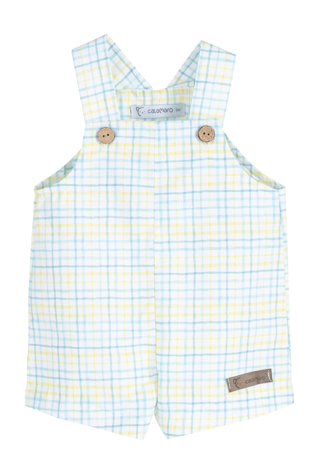 Calamaro "Maxwell" Turquoise & Lemon Checked Dungarees | Millie and John