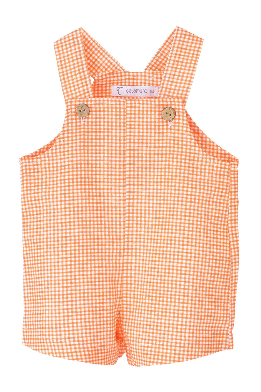 Calamaro "Reginald" Orange Gingham Dungarees | Millie and John
