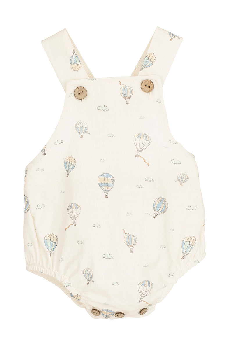 "Arlo" Ivory & Blue Hot Air Balloon Dungaree Romper