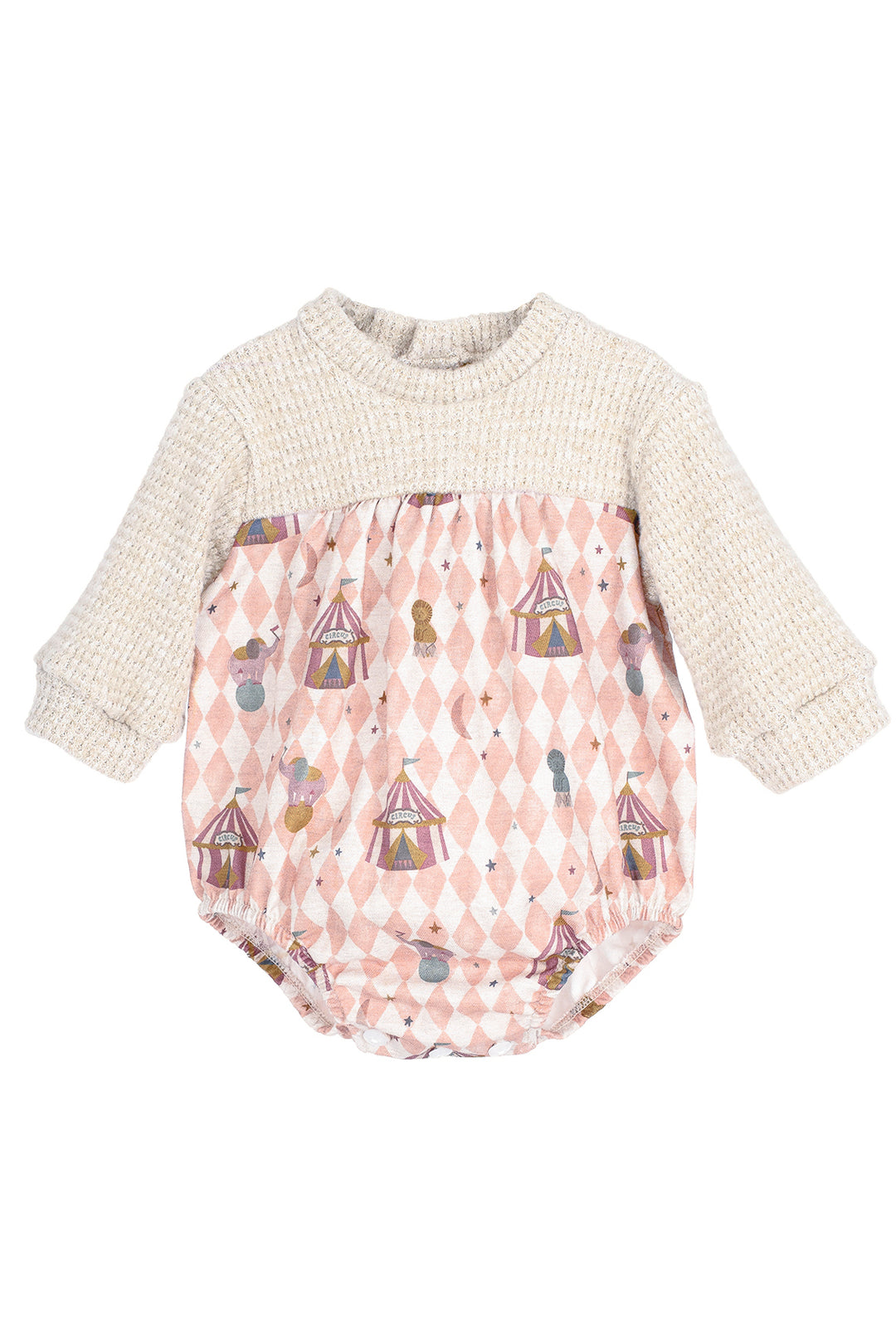 "Clementine" Stone & Dusky Peach Chenille Circus Romper