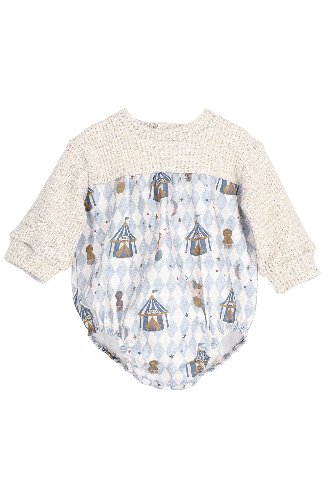 "Sonny" Stone & Pale Blue Chenille Circus Romper