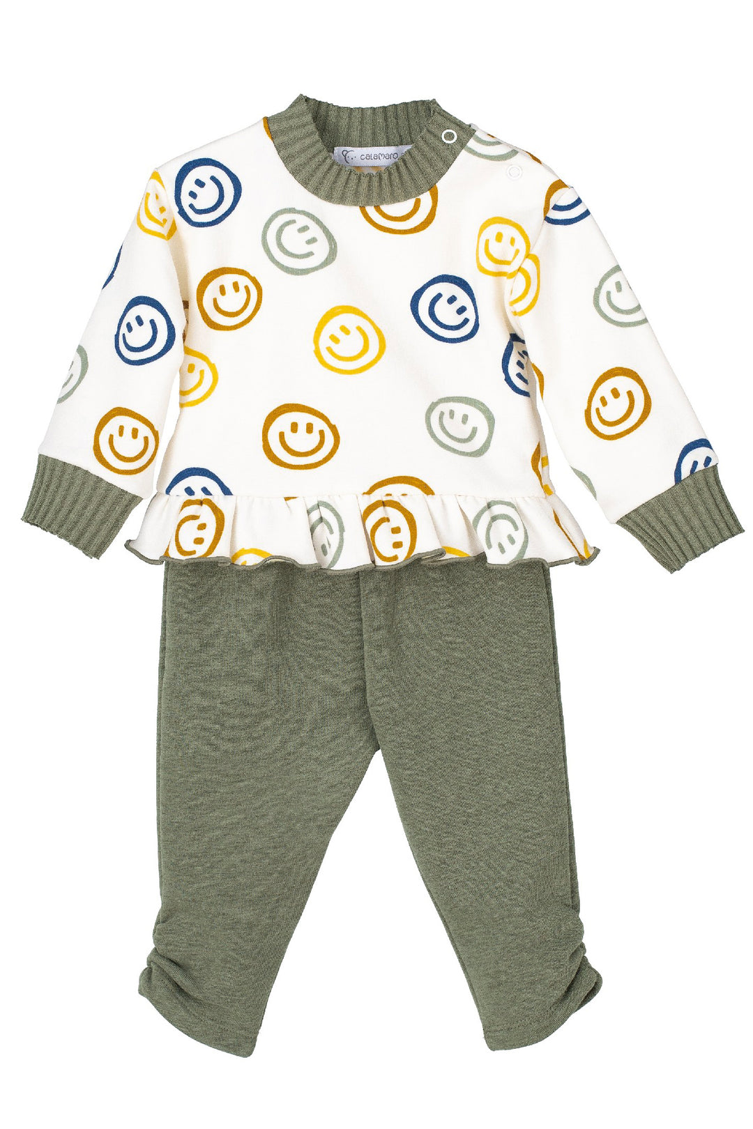 Calamaro "Layla" Khaki Smiley Face Tracksuit | Millie and John