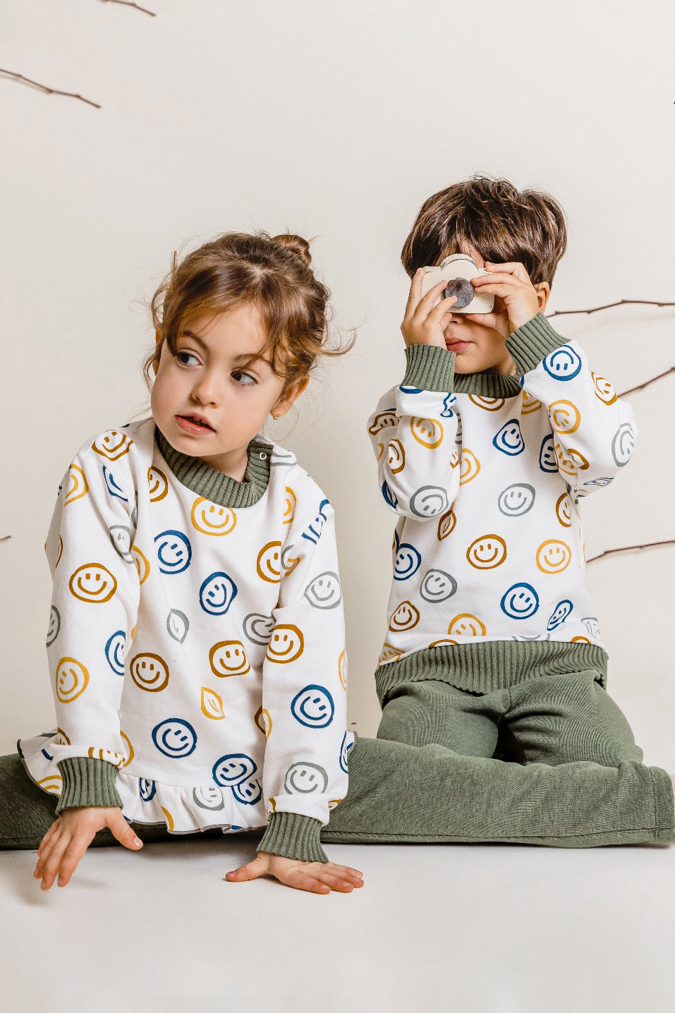 Calamaro "Layla" Khaki Smiley Face Tracksuit | Millie and John