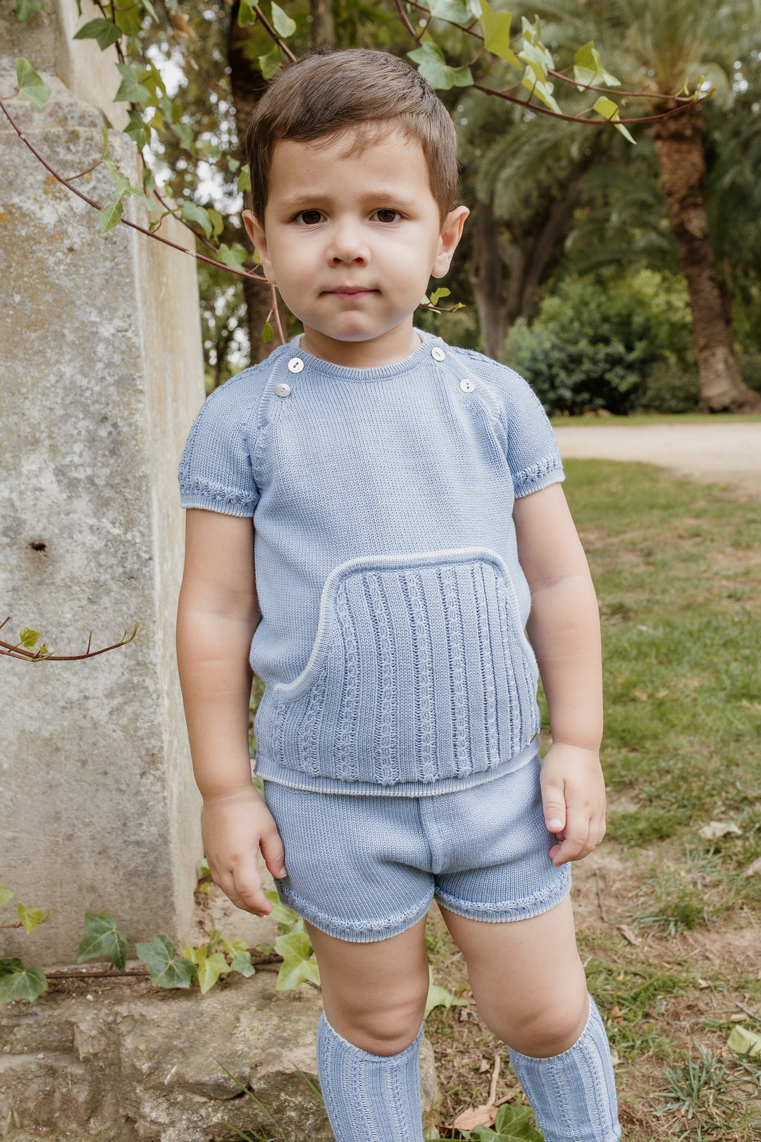 Rahigo "Albie" Sky Blue Knit Top & Shorts | Millie and John