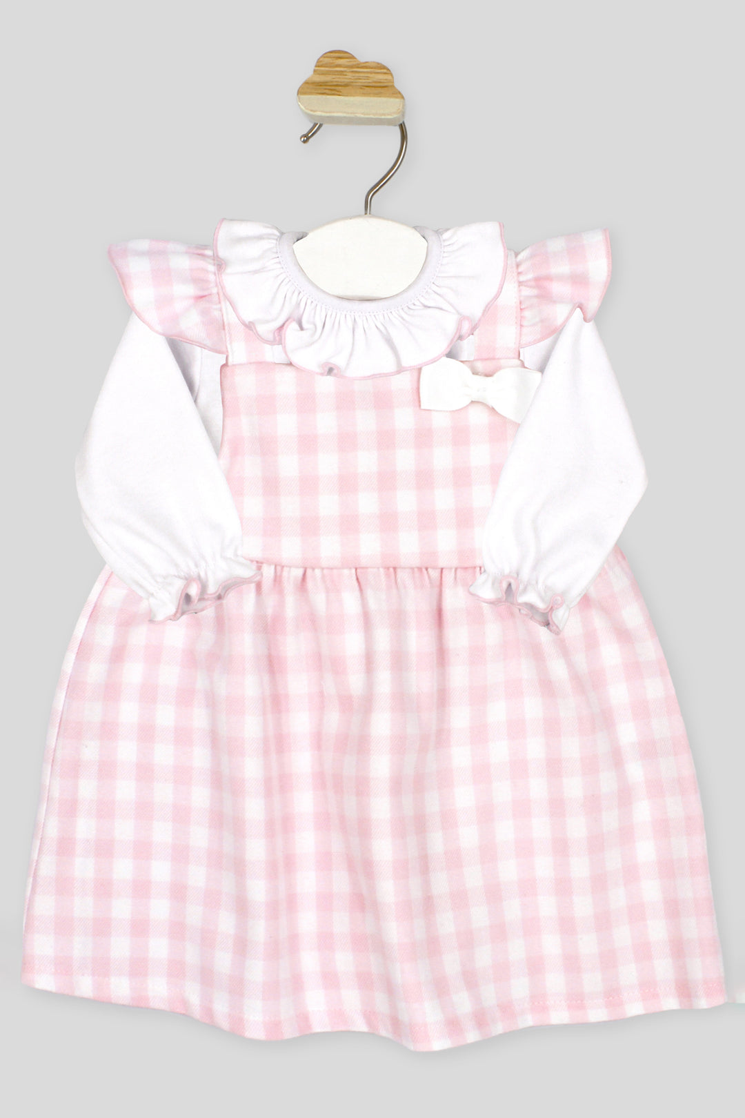 Rapife "Lucy" Baby Pink Gingham Pinafore Dress Set | Millie and John