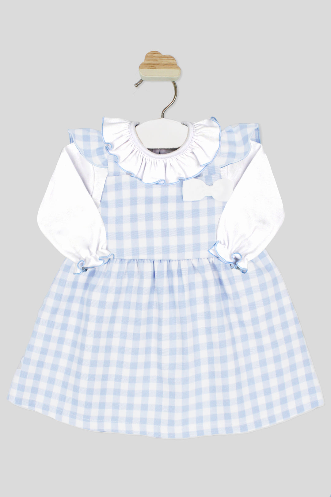 Rapife "Lucy" Pale Blue Gingham Pinafore Dress Set | Millie and John