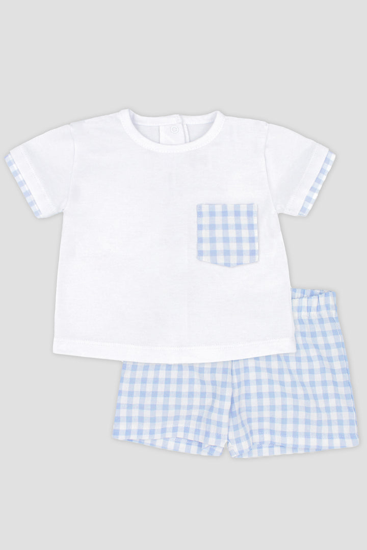 Rapife "Alfie" Baby Blue Gingham T-Shirt & Shorts | Millie and John